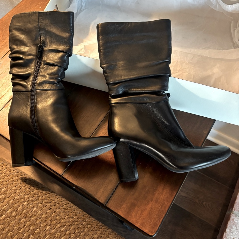 Anne Klein boots,  13 inches from top to bottom of heel, 3.25 in heel,  like new